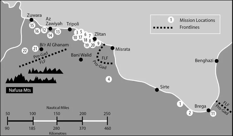Libya showing the three front lines and the 656 Squadron mission locations - фото 3