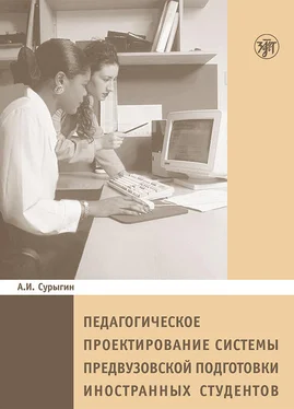 А. Сурыгин Педагогическое пректирование системы предвузовской подготовки иностранных студентов обложка книги