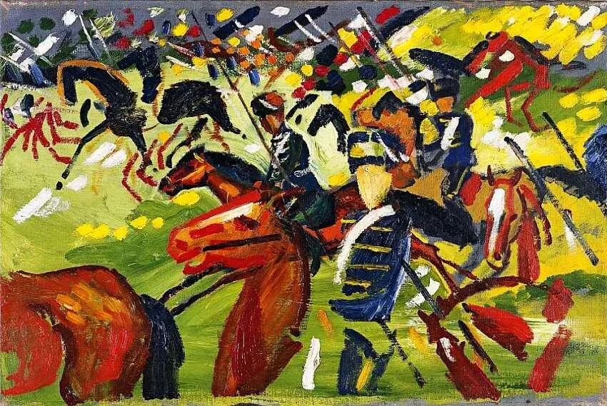Аугуст Макке 18871914 Выезд гусар 1913 Холст масло 375x561 Творческий - фото 75