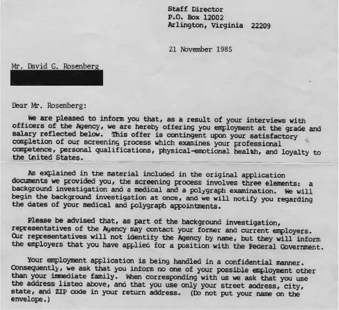 APPENDIX DOFFER OF EMPLOYMENT FROM THE NSA - фото 24