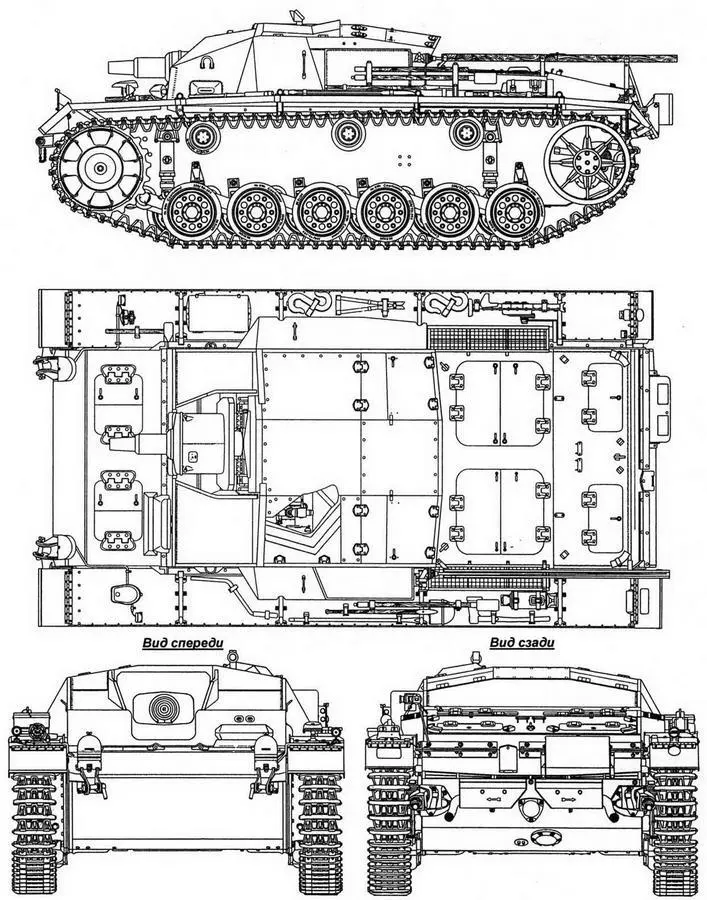 StuG III AusCD Размещение антенн на StuG III AusfE В походном - фото 15
