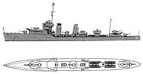 Лидер Codrington 1939 г Наружный вид и вид сверху В торпедном вооружении - фото 8