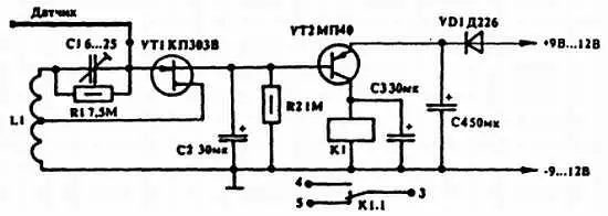 Рис 38 Принципиальная схема емкостного реле Катушка L1 наматывается на - фото 37