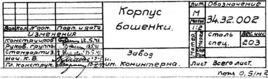 Командирская смотровая башенка танка Т34М копия заводского чертежа На - фото 19