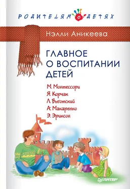 Нэлли Аникеева Главное о воспитании детей. М. Монтессори, Я. Корчак, Л. Выготский, А. Макаренко, Э. Эриксон обложка книги