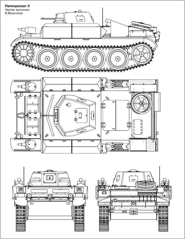 Flammpanzer II Чертеж выполнил В Мальгинов Танки PzIIF или Flammpanzer - фото 107