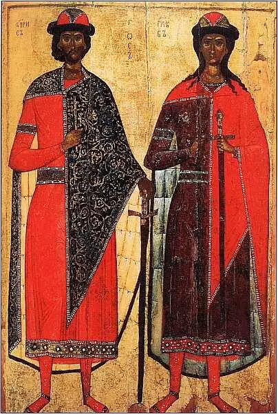 Борис и Глеб Середина XIV века Дерево темпера 1425x943 Икона Борис и - фото 9
