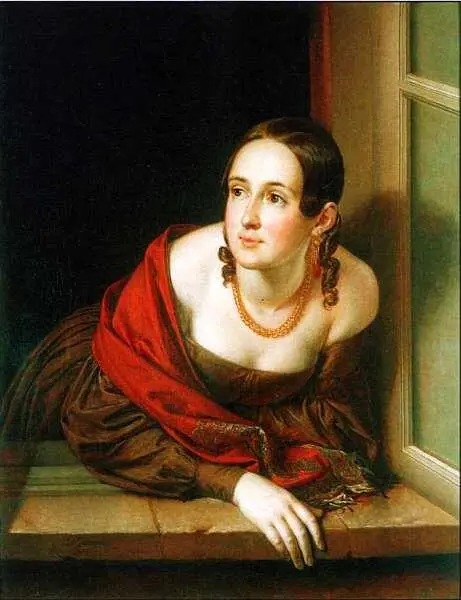 Василий Андреевич Тропинин 17761857 Женщина в окне Казначейша 1841 Холст - фото 32