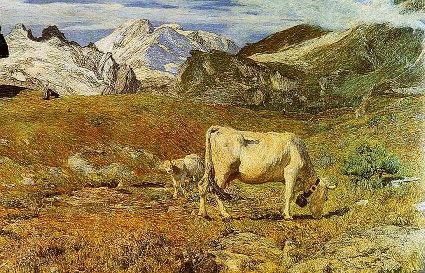Джованни Сегантини 18581899 Весенние пастбища 1896 Холст масло 95x155 В - фото 77