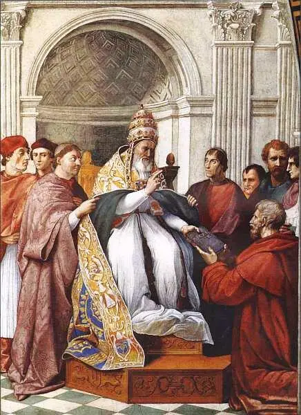 Рафаэль Санти Григорий IX предлагает на хранение Декреталии 15101511 Станца - фото 50
