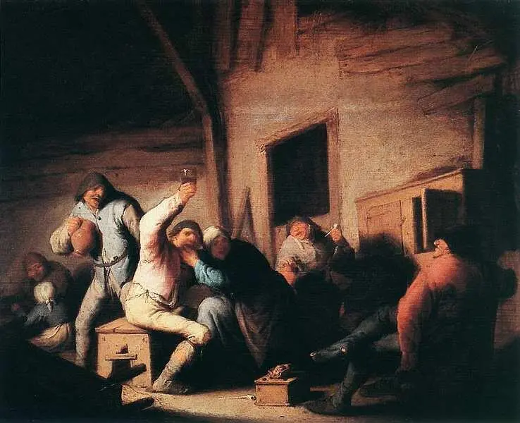 Адриан ван Остаде 16101685 Крестьяне пирующие в таверне Около 1635 - фото 43