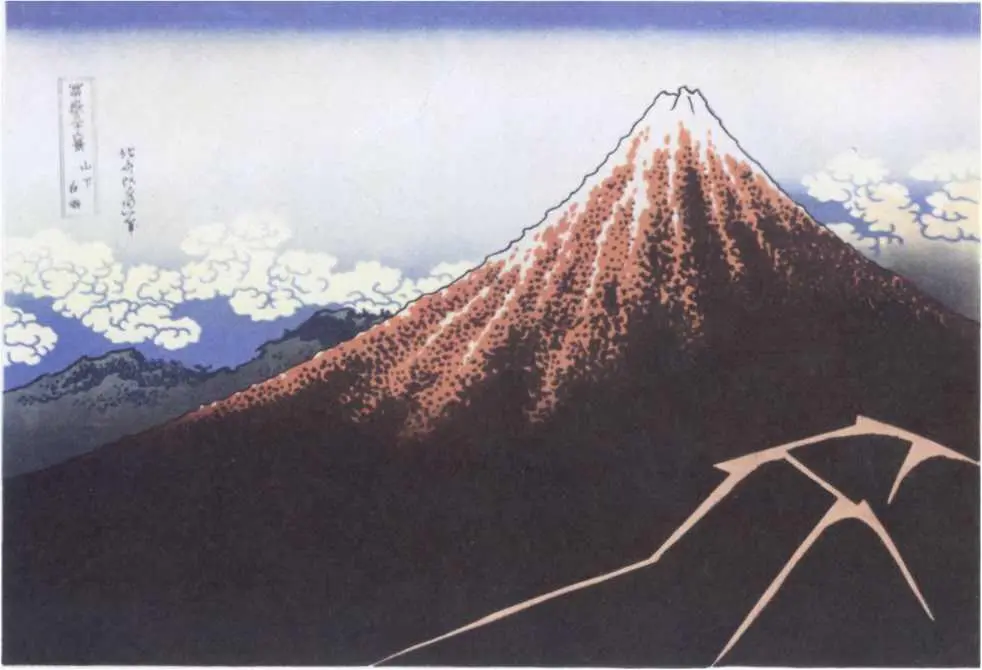 Хокусай Фудзи в грозу Из серии 36 видов горы Фудзи Хокусай Мост Охаси - фото 61