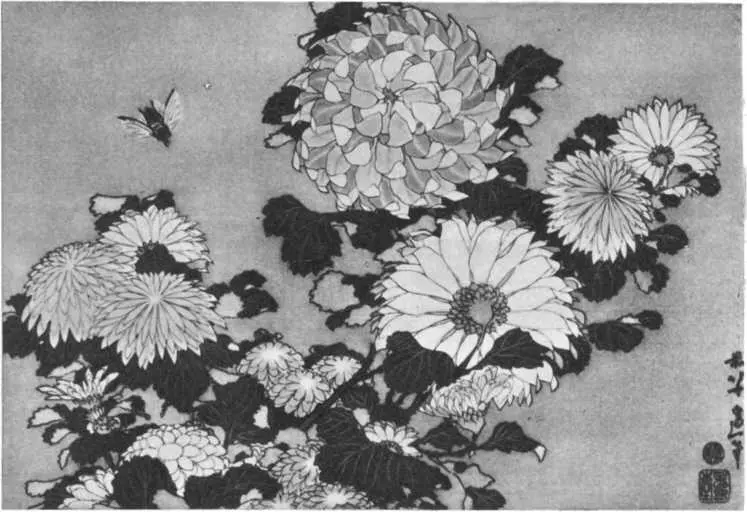 Хокусай Хризантемы Из серии Большие цветы Хокуун возился с работой - фото 72