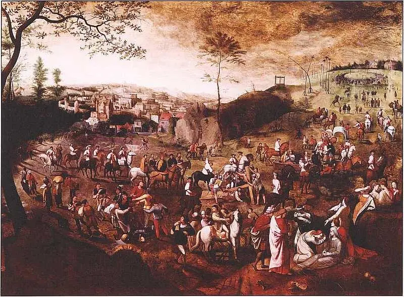 Фламандская школа XVI ВЕКА Монограммист ДР Несение креста 1591 Дерево - фото 24