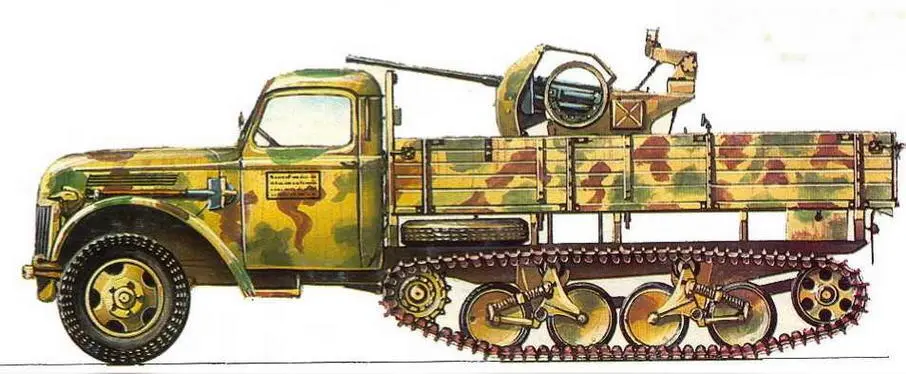 Полугусеничный грузовик SdKfz3b mit 2 cm Flak 36 Франция 1944 г - фото 90