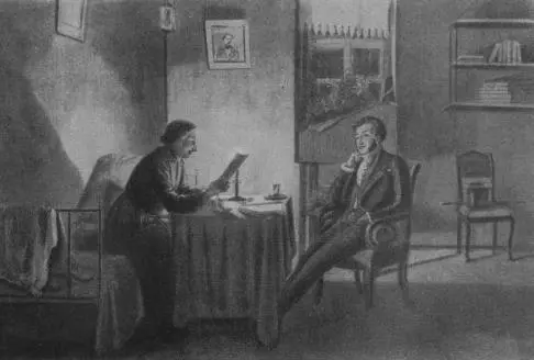 2 А Д Пушкин у Гоголя Рисунок М Клодта гравюра Ю Барановского 1887 - фото 2