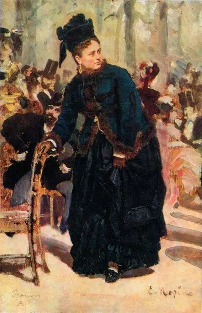 И Репин Дама опирающаяся на стул Этюд к картине Парижское кафе 1875 - фото 19