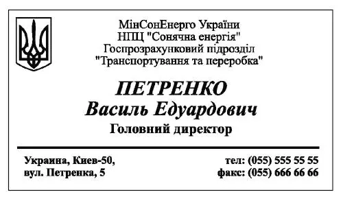 Стандартная государственная визитка Ее минус большая перегруженность - фото 10