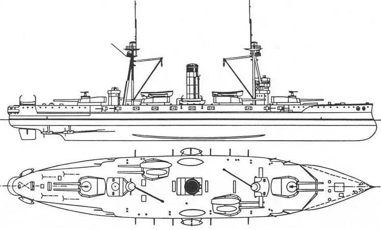 Линейный корабль Эспана наружный вид и вид сверху 1920 г Линейный - фото 33