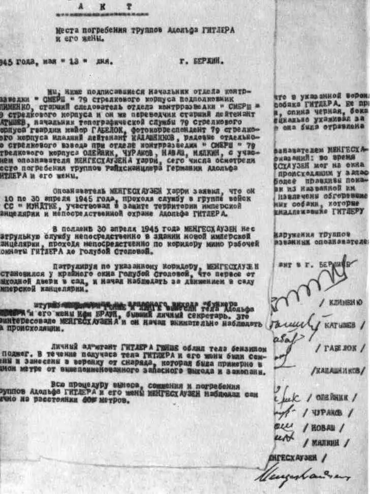 Акт специальной комиссии об установлении факта смерти фашистского главаря - фото 54