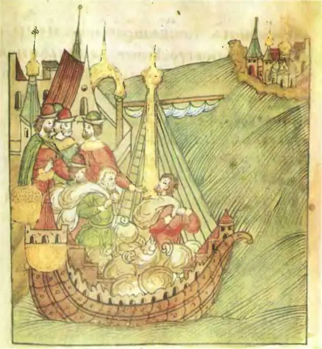 Купцы Миниатюра XVI в Житие Николая Чудотворца ГБЛ собр - фото 12