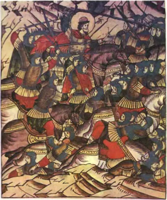 Битва на Чудском озере Миниатюра XVI в Лаптевский летописный свод - фото 4