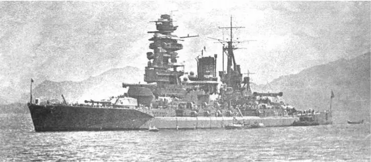 Линейный корабль Нагато в конце 1930х гг Линейный корабль Мутсу на - фото 118