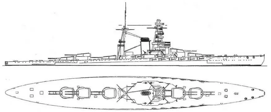 Линейный корабль Кага Проект 1918 г Наружный вид и вид сверху - фото 85
