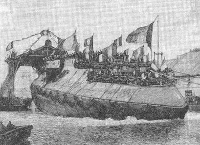 Корпус броненосца Шарль Мартель во время спуска на воду 29 августа 1893 г - фото 13