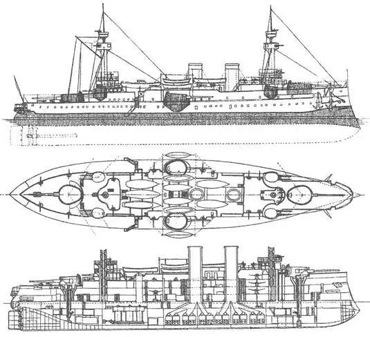 Броненосец Жорегибери Проект 1890 г Наружный вид вид сверху и - фото 4
