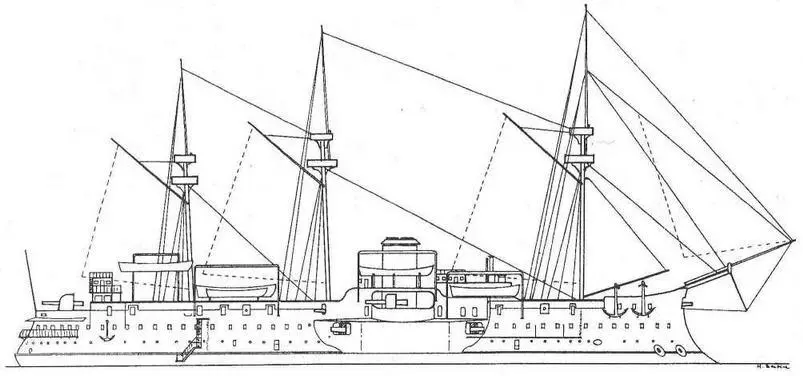 Броненосец Курбэ 1886 г Наружный вид Окраска и марки на трубах на - фото 41