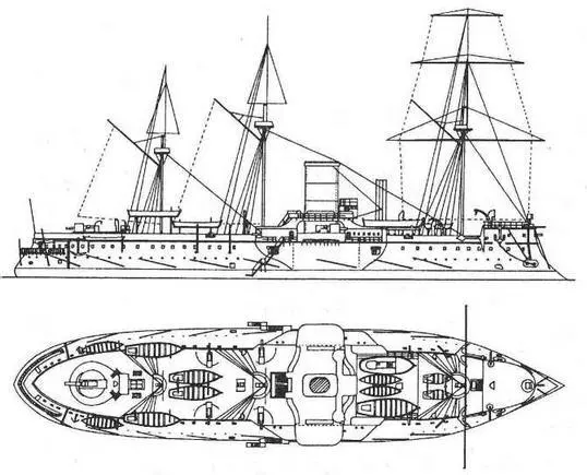 Броненосец Редутабль 1888 г Наружный вид и вид сверху Октябрь 1883 г - фото 9