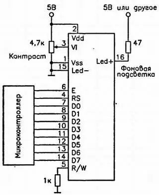 Рис 218 Алфавитноцифровой индикатор Выводы Еи RSпостоянно используются при - фото 39