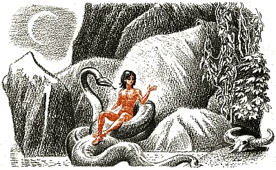 Каа по обыкновению изогнулся словно мягкий гамак под тяжестью Маугли - фото 114