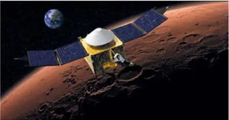 Американский зонд MAVEN у поверхности Марса рисунок Индийский марсианский - фото 75