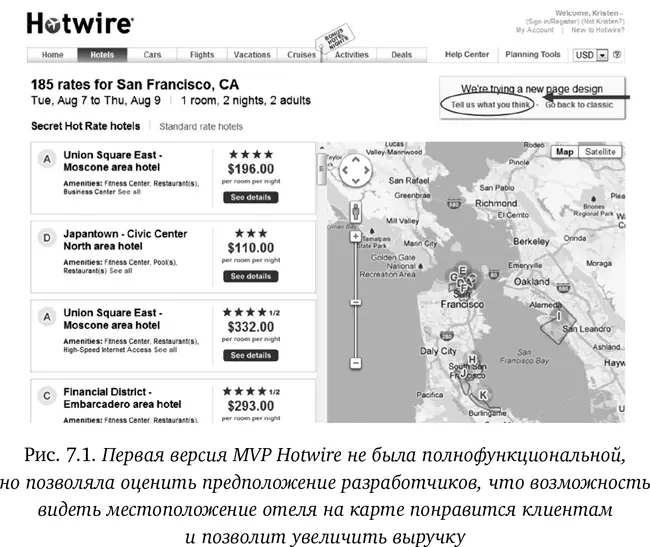 Первая версия MVP была протестирована на 1 посетителей сайта Hotwirecom - фото 27