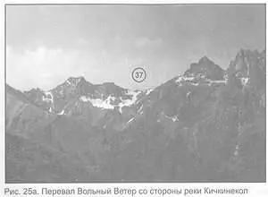 Рис 25а Перевал Вольный Ветер со стороны реки Кичкинекол Перевал Вольный - фото 38