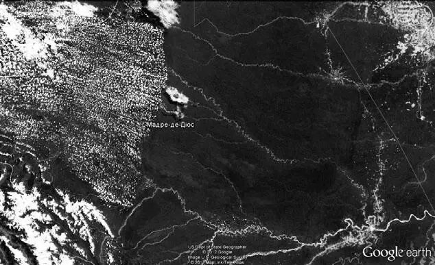 Джунглі МадредеДіос супутниковий знімок із Google Earth Зазвичай на - фото 10