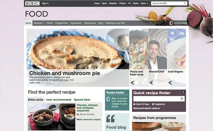 Рисунок 117 Сайт BBC Food Сайт BBC использует полужирный текст для создания - фото 181