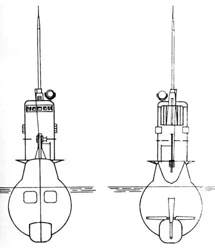 Подводная лодка XII серии Вид с носа и с кормы проектное изображение - фото 28