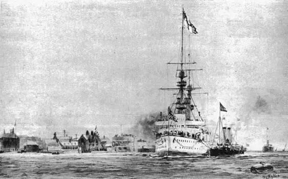 Броненосец Ринаун на морском параде в Портсмуте вверху и у Мальты в 1901 - фото 86