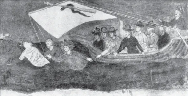 Корабль нечестия Роспись церкви Ильи Пророка в Ярославле 1680 Лодку починя - фото 51