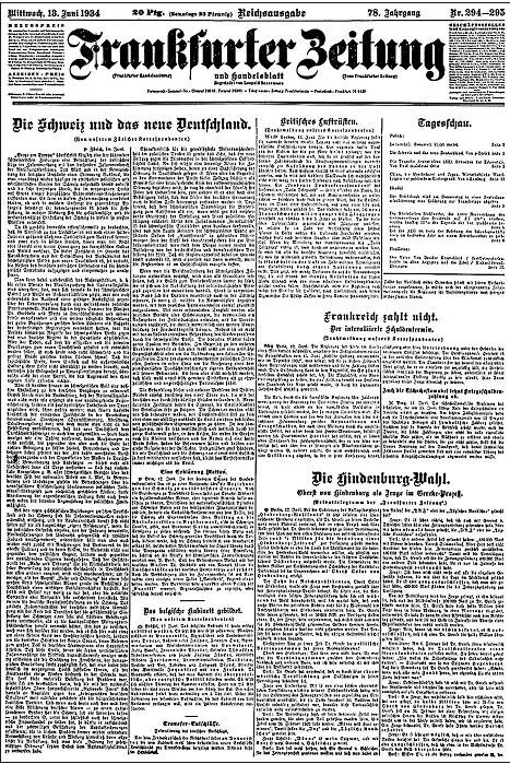 Газета Франкфуртер Цайтунг за 1934 г В феврале 1939 года в немецкой газете - фото 16