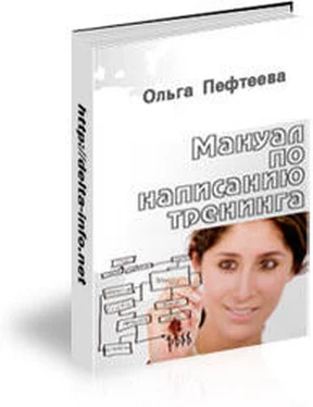 Ольга Пефтеева Мануал по написанию тренинга (практическое руководство, как написать тренинг?) обложка книги