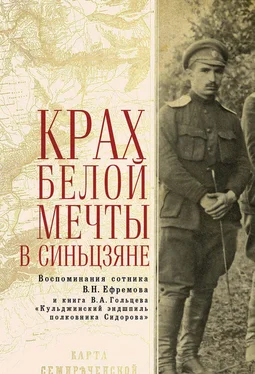 Вадим Гольцев Крах Белой мечты в Синьцзяне: воспоминания сотника В. Н. Ефремова и книга В. А. Гольцева «Кульджинский эндшпиль полковника Сидорова» обложка книги