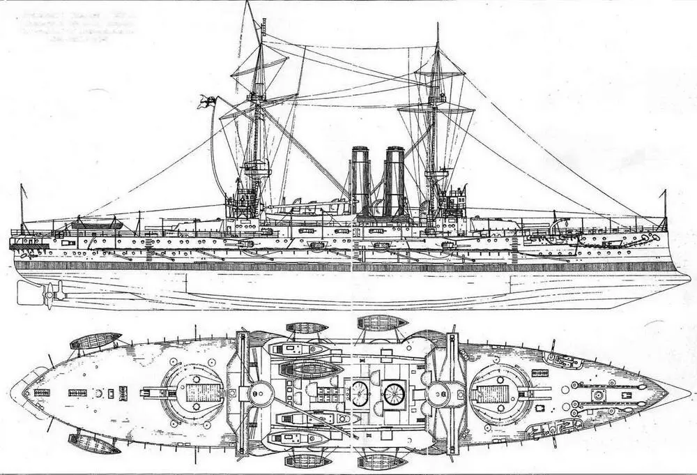 Броненосец Канопус 1900 г Наружный вид и вид сверху Из книги Burt RA - фото 12