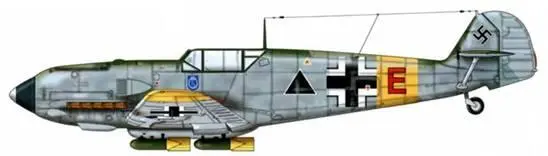 Bf 109Е7В из 2SG 1 русский фронт 1941 г На борту самолета изображен - фото 354