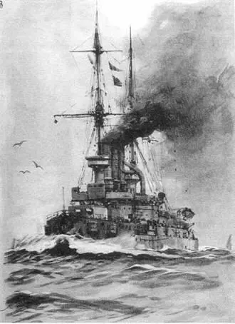 Броненосец Поммерн во время шторма 1910е гг С рисунка того времени - фото 51