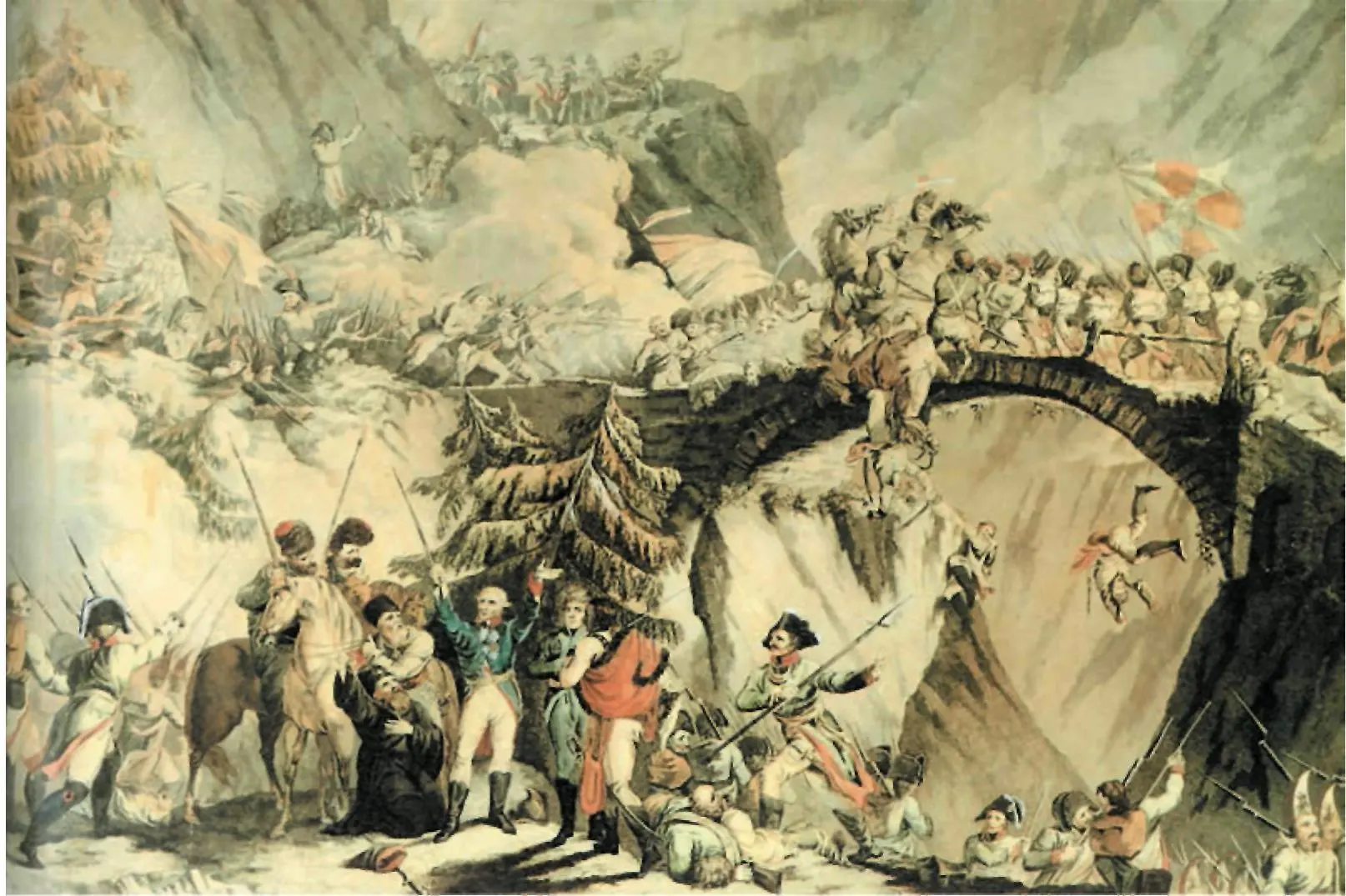 Бой за Чертов мост 14 сентября 1799 г Раскрашенная гравюра 1805 г - фото 318