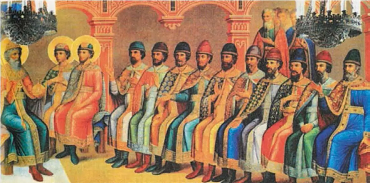 Великий князь Владимир Святославич с сыновьями Фрагмент росписи стены - фото 90